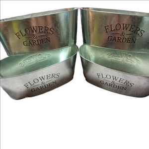 Outdoors by Design Silver Galvanized Planters Set of 2